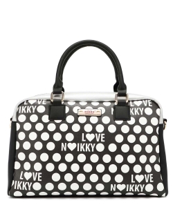 Nikky Love Polka Dot Bowler Bag NK12303 BLACk